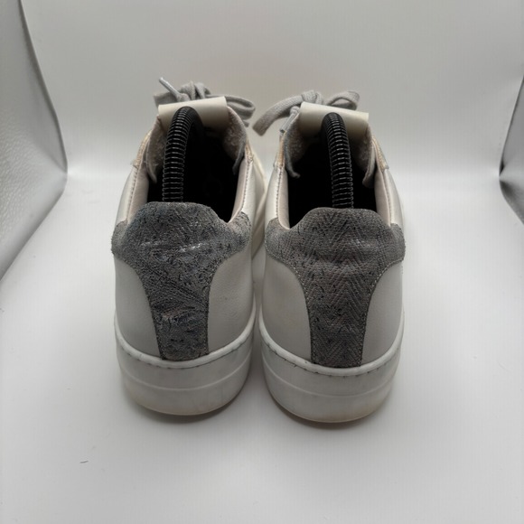 P448 White Gray Suede Leather Perforated Lace Up Sneakers Women's Size EU 39 - Picture 5 of 8